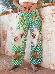 Women's New Fashion Printed Pants Comfortable Loose Trouser Casual Wide Leg Pants Female Elastic Waist Trouser Streetwear Elite Boutique