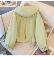 Women's Jacket Fashion Hooded Windbreaker New Spring Autumn Female Casual Short Coat Outwear Pink Green White Female Outerwear Elite Boutique