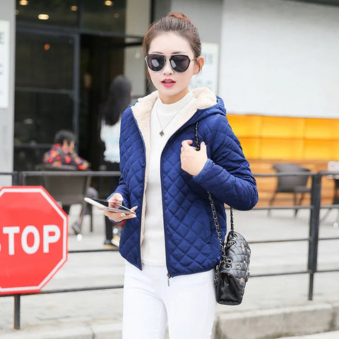 Women's Hooded Jacket Casual Basic Warm Velvet Lamb Parka Coat Autumn Winter New Solid Light Soft  Outerwear fashion style Elite Boutique