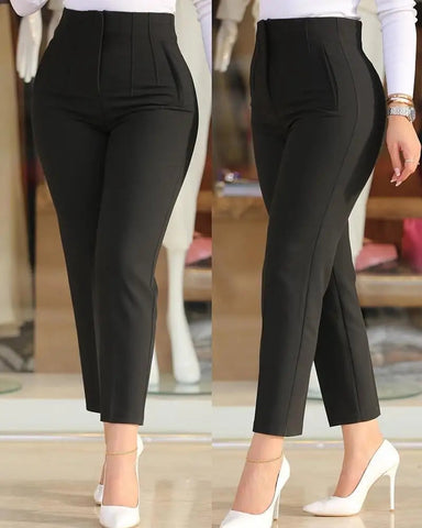 Women's Trousers Women's Pencil Pants Elegant Office Solid Color Trousers Autumn And Winter High Waist Women's Pants Elite Boutique