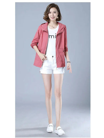 Women's Jacket 2025 New Summer Thin Coat Casual Windbreaker Female Sun Protection Jacket Basic Zipper Coat Tops Elite Boutique