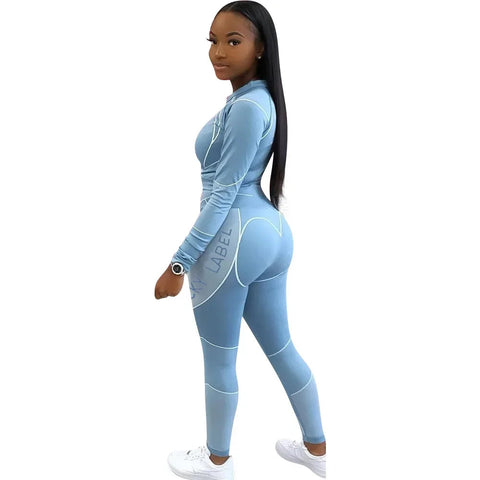 Casual Women's Long Sleeve Hoodie Set Printed Fashion Autumn Sportswear Two Pieces Outfit Comfortable Streetwear Style Elite Boutique