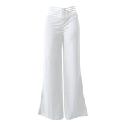 Women Hollow Belt Trousers Fashion Temperament Commuting Flared Trousers Daily Classic Solid Causal High Waist Wide Leg Pants Elite Boutique