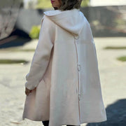 Women Woolen Coat Stylish Women's Woolen Jacket with Hood Single-breasted Design for Fall Winter Mid Length Overcoat with Long Elite Boutique