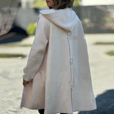Women Woolen Coat Stylish Women's Woolen Jacket with Hood Single-breasted Design for Fall Winter Mid Length Overcoat with Long Elite Boutique