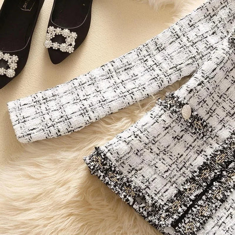 Women's Jackets  Women's Jacket Spring new Trendy Ladies Short Joker Temperament Small Fragrant Tweed Coat Tweed Coat Cardigan Elite Boutique