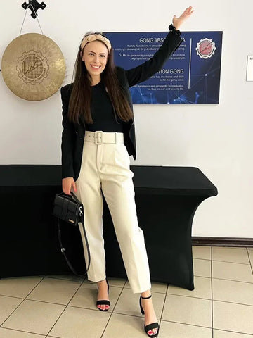TRAF Women Pants High waist Trousers Office Wear for Women Professional Autumn Cropped Pants Office outfits Women's Formal Pants Elite Boutique