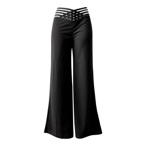 Women Hollow Belt Trousers Fashion Temperament Commuting Flared Trousers Daily Classic Solid Causal High Waist Wide Leg Pants Elite Boutique