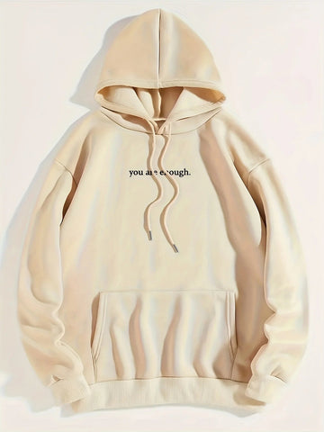 Hoodie with fun letter print and warm kangaroo pocket sweatshirt for spring and autumn fashion women's wear Elite Boutique