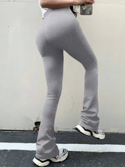 Women's Fashion Trousers Solid Colour High-waisted Flared Pants Slim and Skinny Women's Dragging Trousers Versatile Female Pants Elite Boutique