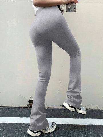 Women's Fashion Trousers Solid Colour High-waisted Flared Pants Slim and Skinny Women's Dragging Trousers Versatile Female Pants Elite Boutique