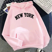 Hoodie Europe and America Sweatshirts for Women New York Letter y2k Autumn Winter Oversized Plus Velvet Casual Loose Fleece Tops Elite Boutique