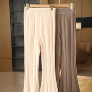100% merino wool women's knitted trousers, popular, fashionable, warm, bell-bottomed trousers, new autumn and winter 2024 Elite Boutique