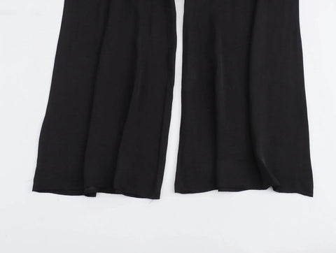 TRAF Pants for Women Fashion Spring Autumn New Solid Color Folded Chic Female Elastic High Waist Wide Leg Trousers Mujer Elite Boutique