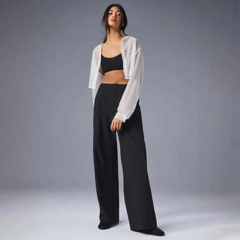 Women Comfortable Fashion Wide Leg Pants Street Trousers Yoga Fitness Street Slacks Suit Pants High-Waisted Straight Trouser Elite Boutique