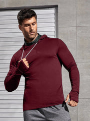 Men Long-sleeved T-shirt Sun Protection Hooded Shirt Casual Sports Breathable Hiking Go Fishing Shirts UV-Proof Solid Color TOPS Elite Boutique