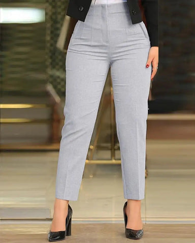 Women's Trousers Women's Pencil Pants Elegant Office Solid Color Trousers Autumn And Winter High Waist Women's Pants Elite Boutique
