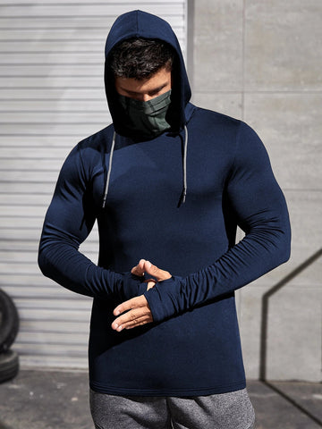 Men Long-sleeved T-shirt Sun Protection Hooded Shirt Casual Sports Breathable Hiking Go Fishing Shirts UV-Proof Solid Color TOPS Elite Boutique
