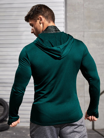 Men Long-sleeved T-shirt Sun Protection Hooded Shirt Casual Sports Breathable Hiking Go Fishing Shirts UV-Proof Solid Color TOPS Elite Boutique
