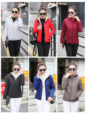 Women's Hooded Jacket Casual Basic Warm Velvet Lamb Parka Coat Autumn Winter New Solid Light Soft  Outerwear fashion style Elite Boutique