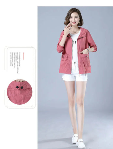 Women's Jacket 2025 New Summer Thin Coat Casual Windbreaker Female Sun Protection Jacket Basic Zipper Coat Tops Elite Boutique