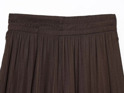 TRAF Pants for Women Fashion Spring Autumn New Solid Color Folded Chic Female Elastic High Waist Wide Leg Trousers Mujer Elite Boutique