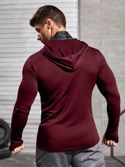 Men Long-sleeved T-shirt Sun Protection Hooded Shirt Casual Sports Breathable Hiking Go Fishing Shirts UV-Proof Solid Color TOPS Elite Boutique
