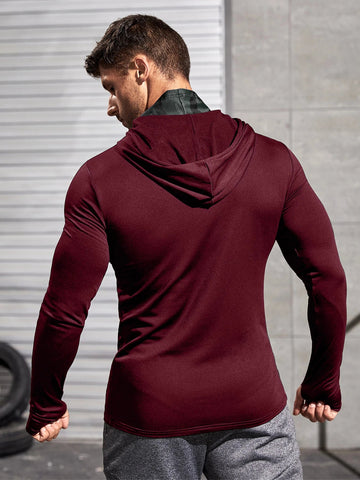Men Long-sleeved T-shirt Sun Protection Hooded Shirt Casual Sports Breathable Hiking Go Fishing Shirts UV-Proof Solid Color TOPS Elite Boutique