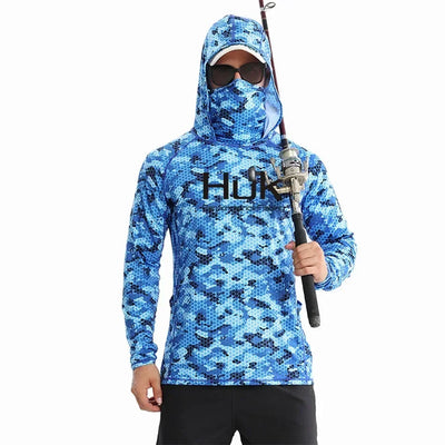 Huk Custom Men's UPF 50+ Sun Protection Hoodie Shirts Long Sleeve Lightweight SPF Outdoor UV Hiking Fishing Shirts Elite Boutique