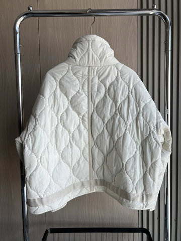 Quilted coat for women ETJ 2024traf QUILTED JACKET WITH TIES new beige drawstring high neck pocket clip cotton jacket for women Elite Boutique