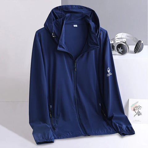 Upf 50 Hoodies Long Sleeve Men Outdoor Lightweight Zip Up Jacket Fishing Hiking Sun Protection Compressed Coat Zipper Pockets Elite Boutique