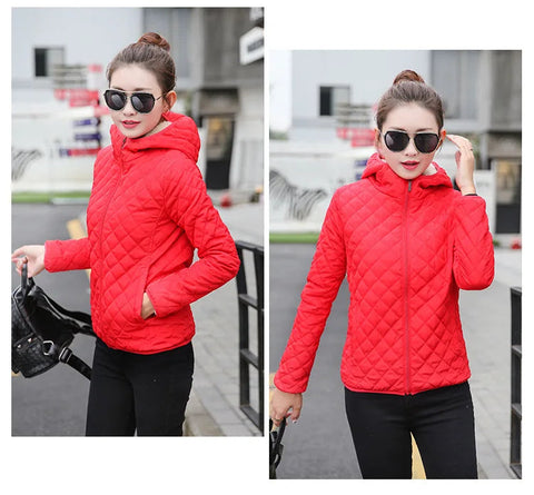 Women's Hooded Jacket Casual Basic Warm Velvet Lamb Parka Coat Autumn Winter New Solid Light Soft  Outerwear fashion style Elite Boutique