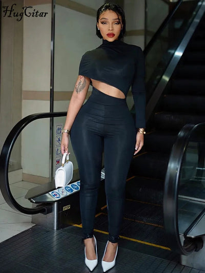 Black Long Sleeve Zip Up Sexy Bodycon Jumpsuit. My Store