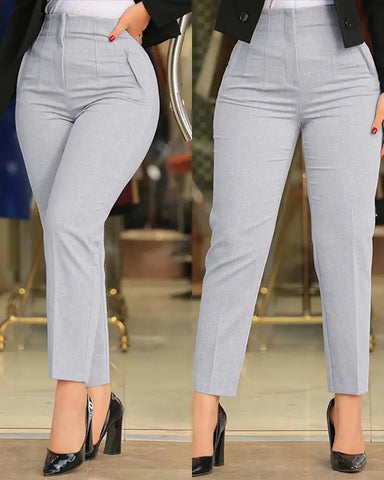 Women's Trousers Women's Pencil Pants Elegant Office Solid Color Trousers Autumn And Winter High Waist Women's Pants Elite Boutique
