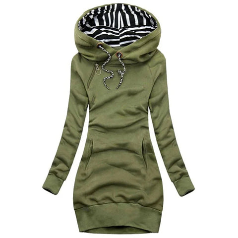 Hoodie Dress Casual Solid Colour Long Sleeve Drawstring Hoodie Dress Slim Hooded Pullover Sweatshirt Dress Elite Boutique