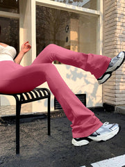 Women's Fashion Trousers Solid Colour High-waisted Flared Pants Slim and Skinny Women's Dragging Trousers Versatile Female Pants Elite Boutique