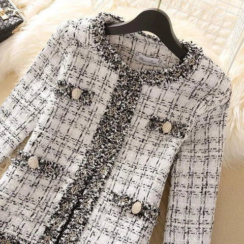 Women's Jackets  Women's Jacket Spring new Trendy Ladies Short Joker Temperament Small Fragrant Tweed Coat Tweed Coat Cardigan Elite Boutique