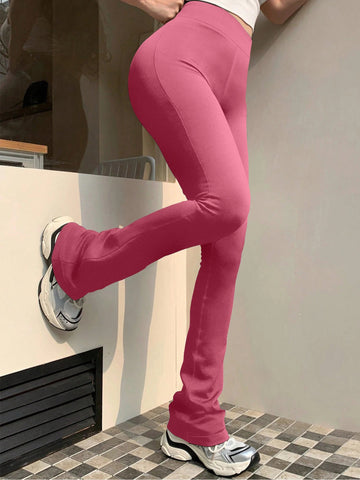 Women's Fashion Trousers Solid Colour High-waisted Flared Pants Slim and Skinny Women's Dragging Trousers Versatile Female Pants Elite Boutique
