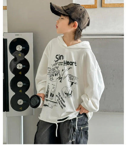 Hoodie Kids Boys 2024 Autumn Teenager Clothes Kids Casual Cotton Hooded Sweatshirt Tops Costume 5 6 7 8 9 10 11 12 13 14 Years Elite Boutique