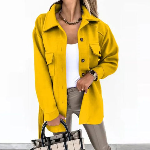 Women Fashion Jacket Fall/Winter 2024 New Lapel Single Breasted Thickened Windproof Thermal Coats Elegant Versatile Daily Wear Elite Boutique