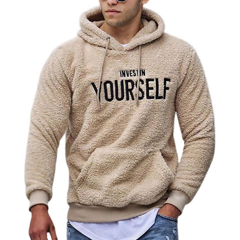 Hoodie Letters Embroidery Warm Pullover Men Long Sleeve Pockets Hooded Sweatshirt Fleece Casual Sweatshirts For Spring/Autumn Elite Boutique
