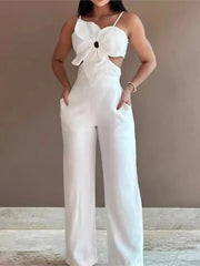 Summer Spaghetti Strap Backless Jumpsuit Flower Front. My Store