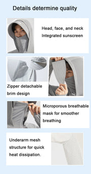 UPF50+ UV Sun Protection Shirts for Women Men Big Brim Breathable Ice Feeling Fabric Thin Ultra-Light Sunscreen Clothing Summer Elite Boutique