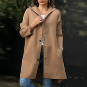 Women Woolen Coat Stylish Women's Woolen Jacket with Hood Single-breasted Design for Fall Winter Mid Length Overcoat with Long Elite Boutique