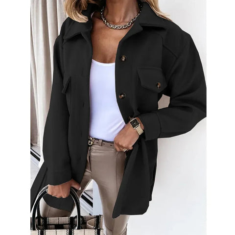 Women Fashion Jacket Fall/Winter 2024 New Lapel Single Breasted Thickened Windproof Thermal Coats Elegant Versatile Daily Wear Elite Boutique