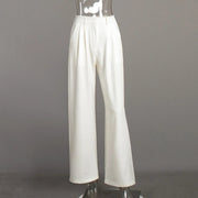Pure White Trousers Women 2024 Autumn and Winter New High Waist Wide Leg Trousers Commuting All-match Casual Trousers Elite Boutique