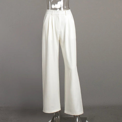 Pure White Trousers Women 2024 Autumn and Winter New High Waist Wide Leg Trousers Commuting All-match Casual Trousers Elite Boutique