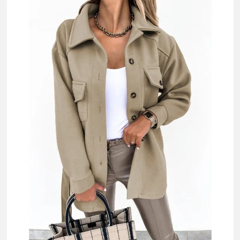 Women Fashion Jacket Fall/Winter 2024 New Lapel Single Breasted Thickened Windproof Thermal Coats Elegant Versatile Daily Wear Elite Boutique