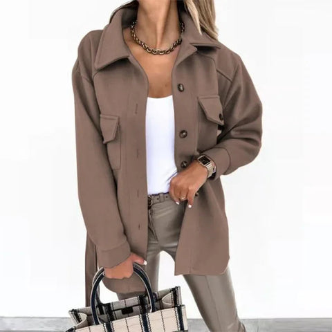 Women Fashion Jacket Fall/Winter 2024 New Lapel Single Breasted Thickened Windproof Thermal Coats Elegant Versatile Daily Wear Elite Boutique
