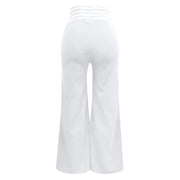 Women Hollow Belt Trousers Fashion Temperament Commuting Flared Trousers Daily Classic Solid Causal High Waist Wide Leg Pants Elite Boutique